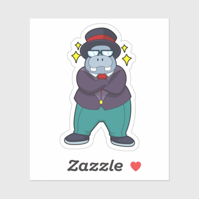 Sticker Hippo en forme de groom avec Suit.PNG (Feuille)