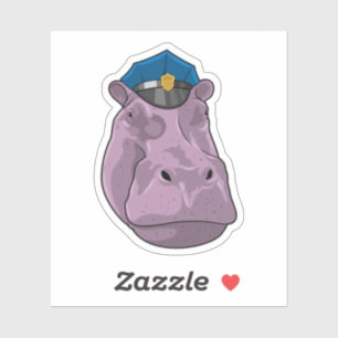 Sticker Hippo en tant que policier