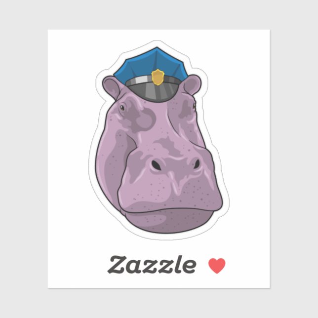Sticker Hippo en tant que policier (Feuille)