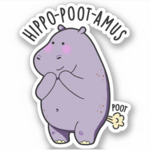 Sticker Hippo-poot-amus Drôle Farting Hippo Pun