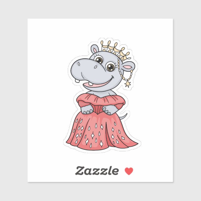 Sticker Hippo Princess (Feuille)