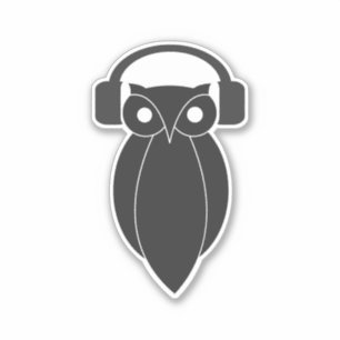 Sticker Hipster Owl cool avec casque