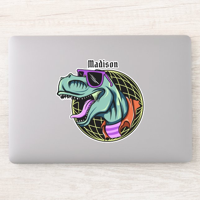 Sticker Hipster T-Rex nom personnalisé (Ordinateur)