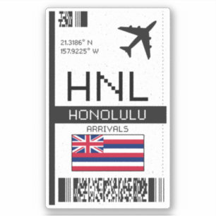 Sticker HNL Honolulu Boarding Pass - Hawaii Travel