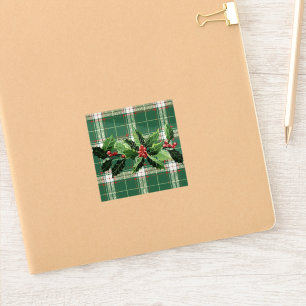 Sticker Holly on Christmas Plaid 5