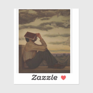 Sticker Homme avec livre au coucher du soleil