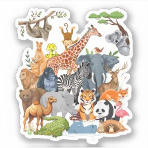 Sticker Hommes Femmes et Enfants Faune Journee au Zoo Fete