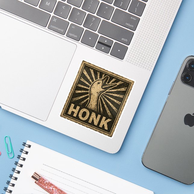 Sticker Honk Goose Funny Duck Chicken Mème (Ordinateur portable avec iPhone)