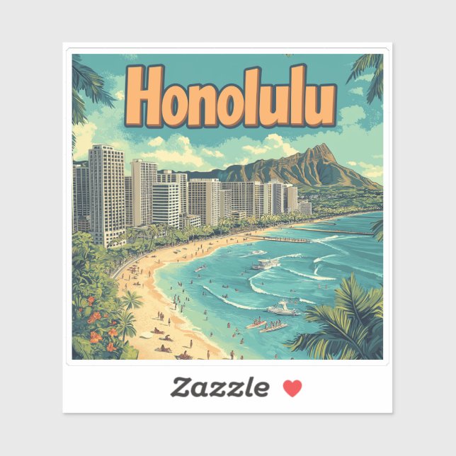 Sticker Honolulu - Urban Hawaii Beach (Feuille)