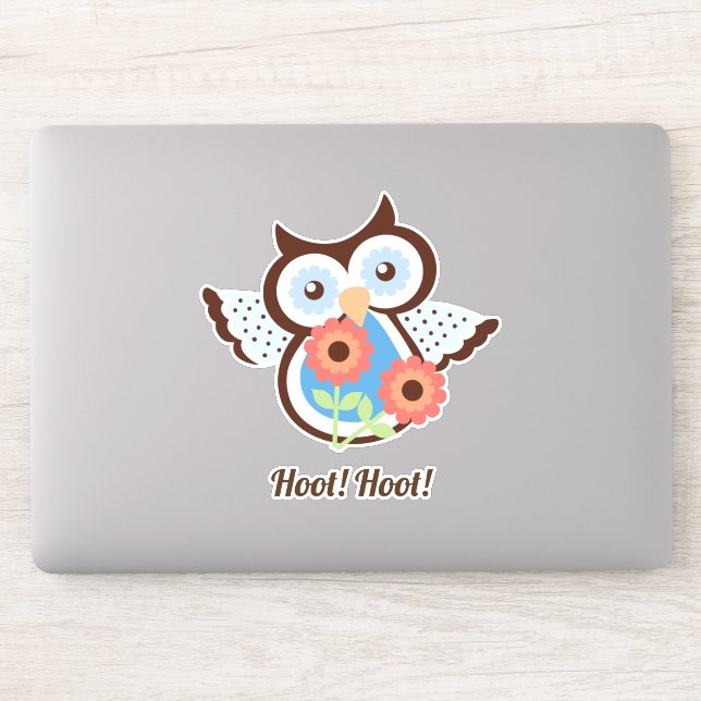 Sticker Hoot Hoot ! Chouette printanière adorable fleurie (Ordinateur)