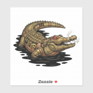 Sticker Horloge mécanique Steampunk Alligator