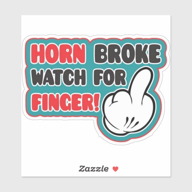 Sticker Horn Broke, Attention À L'Autocollant À Doigt (Feuille)