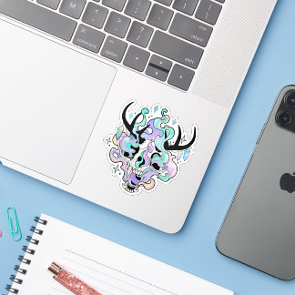 Sticker - "Horned Skull and Smoke"