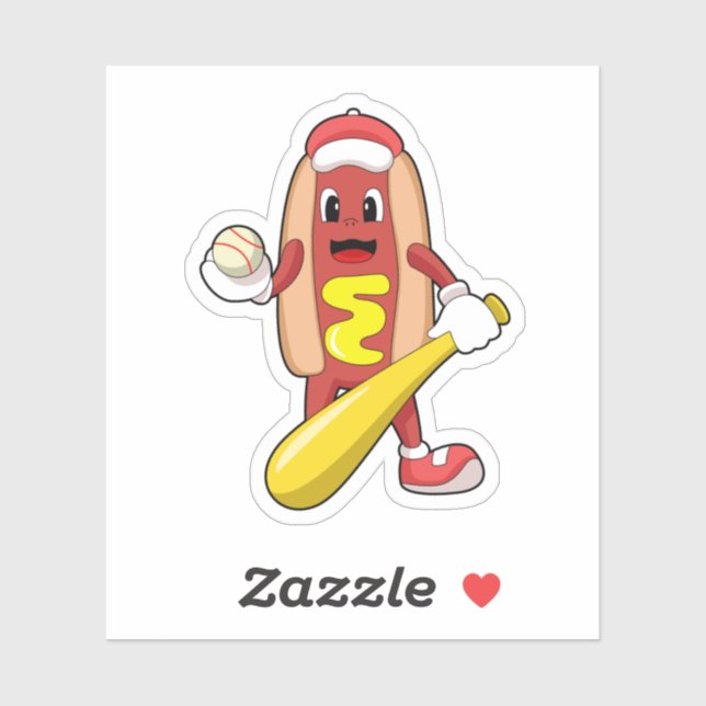 Sticker Hot dog at baseball with baseball (Feuille)