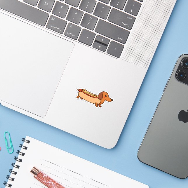 Sticker hot-dog mignon (Ordinateur portable avec iPhone)