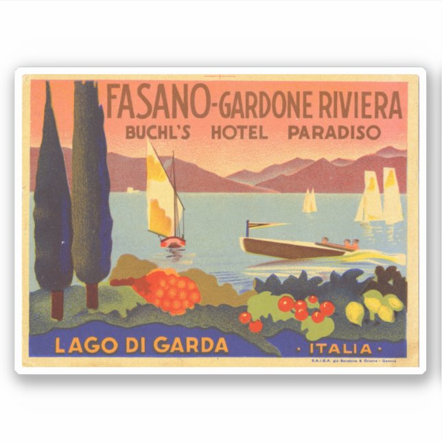 Sticker Hotel Paradiso Fasoan Gardone Riviera (Devant)