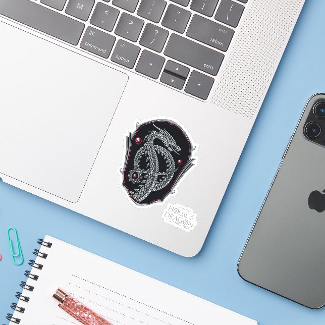 Sticker HOUSE of the Dragon | Silver Dragon Crest (Ordinateur portable avec iPhone)