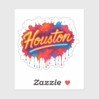 Sticker Houston Neon Street-Art Llow