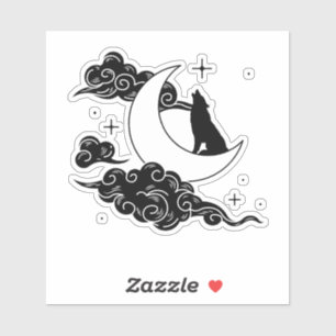 Sticker Howling Wolf Lune mystique Nature sauvage et art l