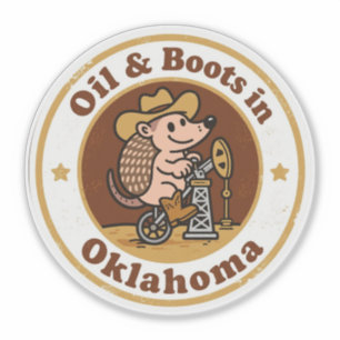 Sticker Huile & Bottes_ Œuvre d'art vintage d'Oklahoma