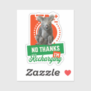 Sticker Humeur d'introverti de koala rechargeant drôle