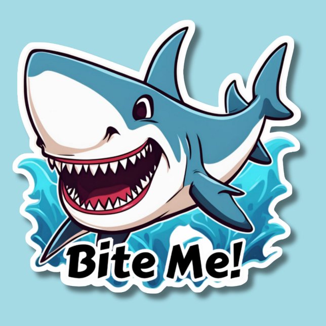 Sticker Humoristique Shark Bite Me Waterproof (Créateur téléchargé)