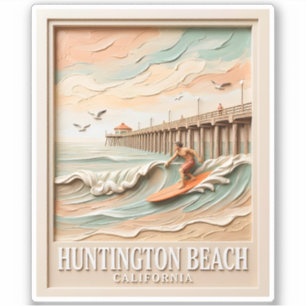 Sticker Huntington Beach Californie Texture Surfeur Surfan