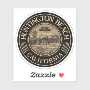 STICKER HUNTINGTON BEACH ORANGE CALIFORNIE VINTAGE