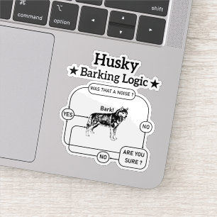Sticker Husky Barking Logic Funny Chien Sibérien Sarcastiq