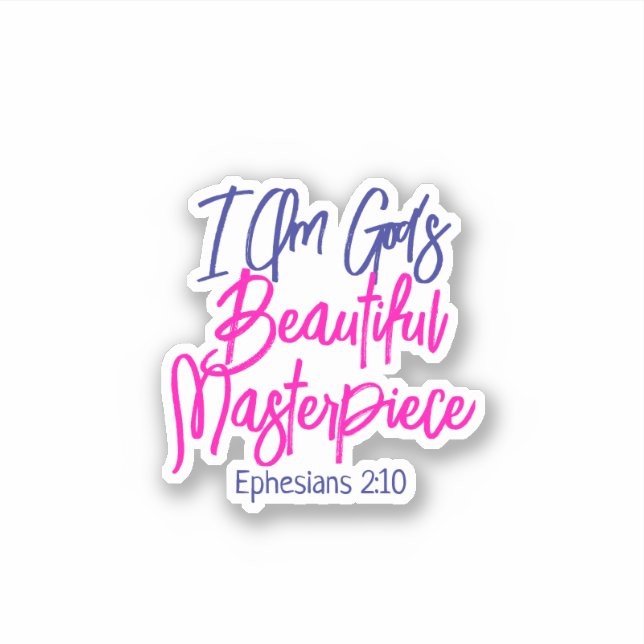 Sticker I Am God's Beautiful Masterpiece Bible Verse (Devant)