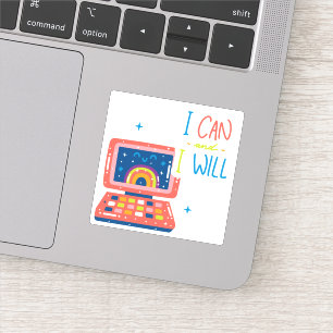 Sticker I Can et I Will Retro Technologie Theme Vinyl