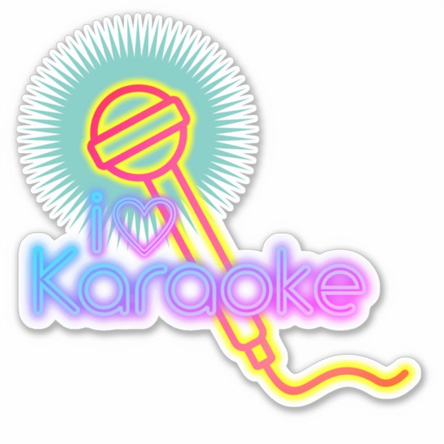 Sticker i coeur karaoké chanter microphone musique (Devant)
