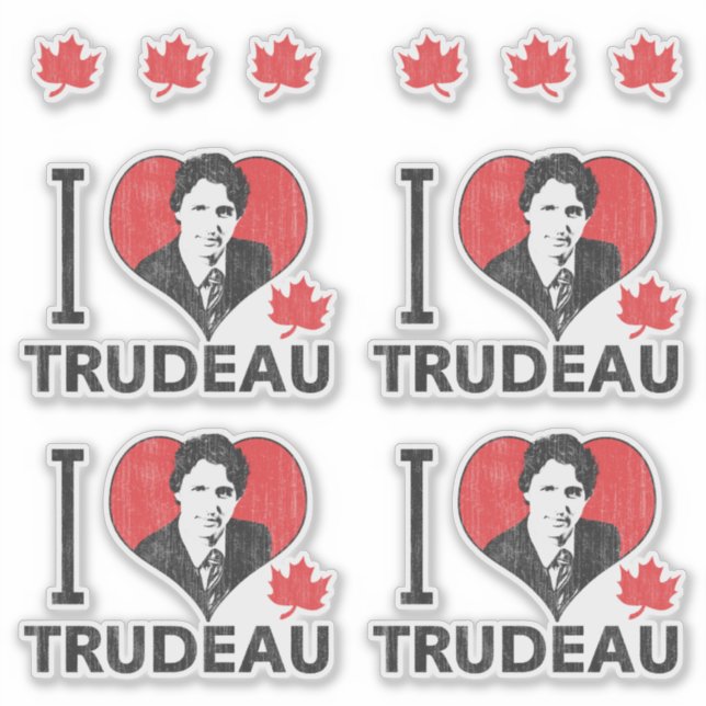 Sticker I Coeur Trudeau Contour Cut Set (Devant)