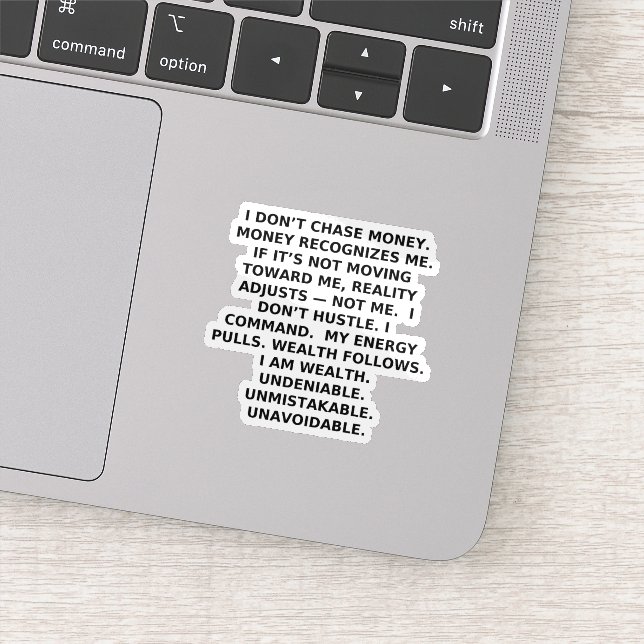 STICKER I COMMAND WEALTH. NOT OPINIONS. (Détail)