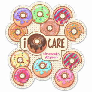 Sticker I Donut Care Cute Funny Doughnut Sweet Traitements