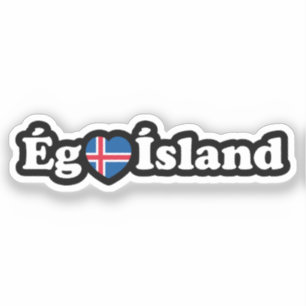 Sticker I Heart (Love) Islande [Ég Elska Ísland] Islandais