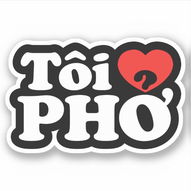 Sticker I Heart (Love) Pho (Tôi PHỞ) (Devant)