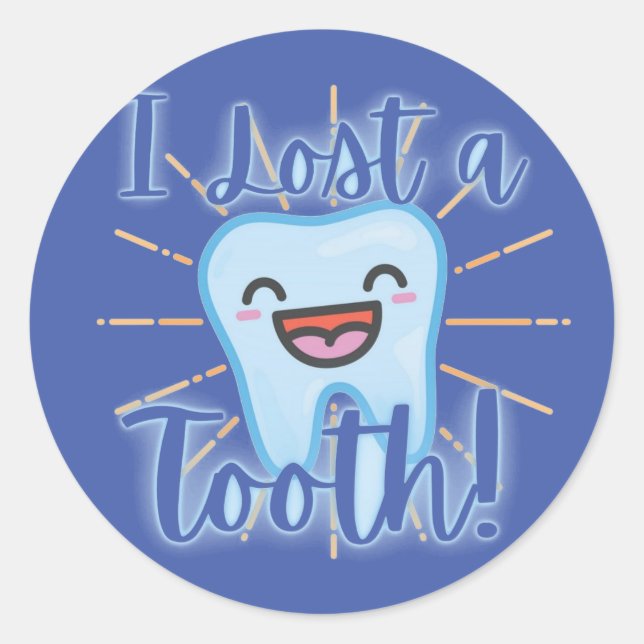 Sticker "I Love a Tooth" für Schulkurse - blau (Vorderseite)