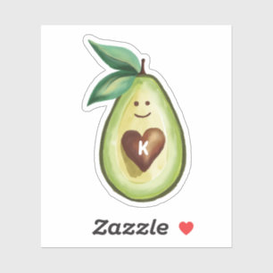 Sticker I Love Avocados Monogram Avocado Heart Character