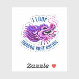 Sticker I Love Dragon Boat Racing Pink & Purple Logo