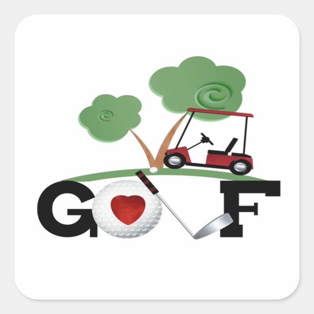 sticker I Love Golf Carré (Devant)