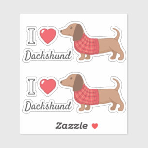 Sticker I Love Heart Dachshund Wiener Dog Red Sweater