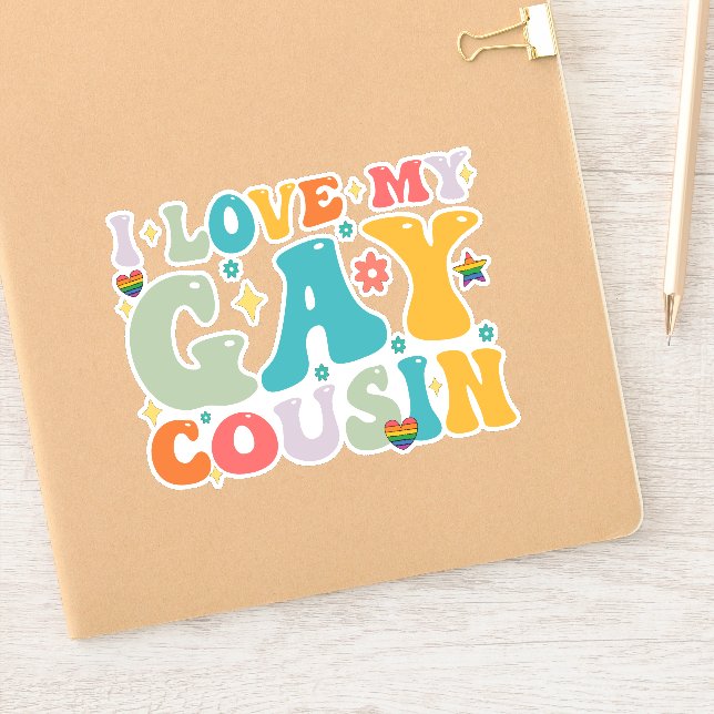 Sticker I Love My Gay Cousin Super Rainbow LGBT Pride (Carnet)