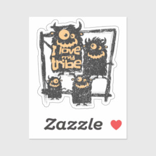 Sticker I Love My Tribe Funny Famille Monstre Halloween