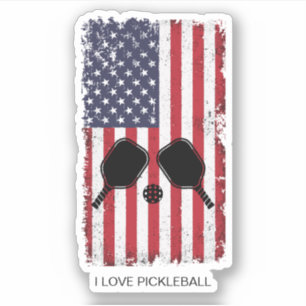 Sticker I Love Pickleball American Flag Personnalisé
