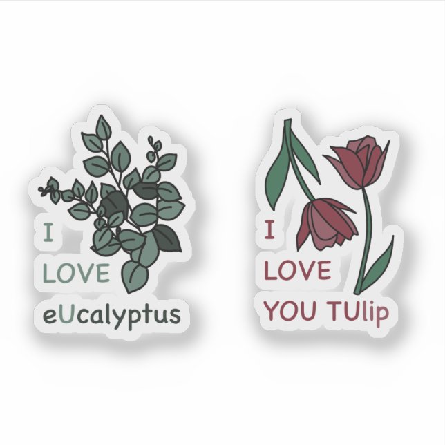 Sticker I LOVE Ucalyptus & I LOVE YOUlip (Devant)