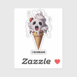 Sticker "I Scream" Funny Ghost Chef Halloween Ice Cream St