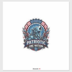 Sticker IA patriotique Liberté Loup Cyberpunk Avenir Liber