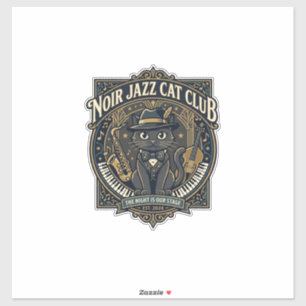Sticker Idée cadeau pour papa chat de jazz noir - Chat de 