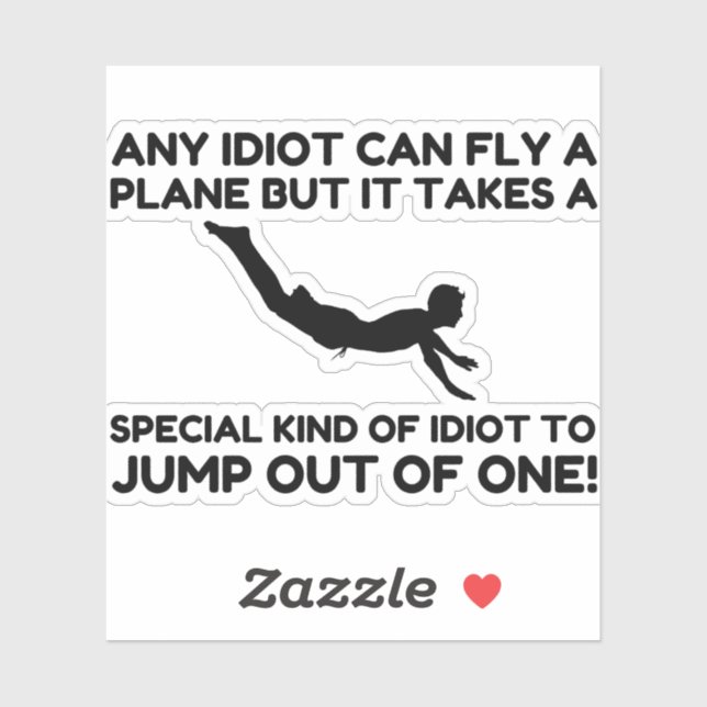 STICKER IDIOT SKYDIVING (Feuille)